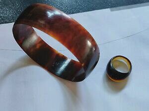 �y���������z�W���G���[�E�A�N�Z�T���[ �r�W���[�p�[�����W�b�h�u���X���b�g���B���e�[�W�^�[�g�������Obijoux parure bracciale rigido anello effetto tartaruga vintage anni 70