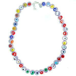yzWG[EANZT[ [mOX[lbNX}`J[Vr[Y~tBI[FlcBAvetro di murano collana lilla multicolore sottile perline millefiori venice 49cm