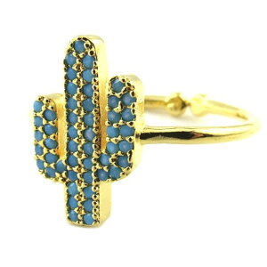 �y���������z�W���G���[�E�A�N�Z�T���[ �v�����[�V�����T�{�e���^�[�R�C�Y�h��promo 30, 7bis [p8348] bague artisanale cactus turquoise dore 14x8 mm