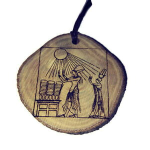 yzWG[EANZT[ GWvgV{y_glbNXegyptian gods geroglifici simbolo collana ciondolo in legno inciso a mano