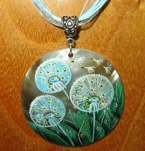 �y���������z�W���G���[�E�A�N�Z�T���[ �^���|�|�V�[�h�w�b�h�V�F���I���W�i���t�����[�y���_���g�}���R�o�A�[�gdandelion seedhead shell ciondolo fiori originale firmato markova dipinti a mano arte