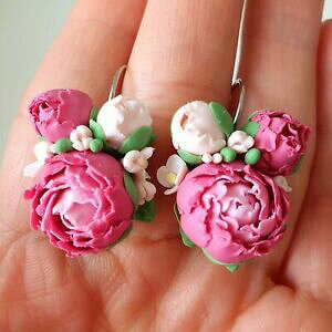 yzWG[EANZT[ tBsN~gO[~gCOhandcrafted floreale orecchini in fimo rosa menta verde