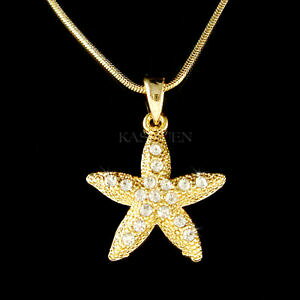 yzWG[EANZT[ XtXL[NX^r[`I[VEFfBOX^[lbNXqgforo starfish in swarovski cristallo spiaggia oceano matrimonio stella collana