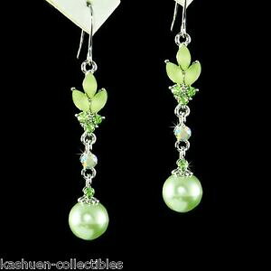 yzWG[EANZT[ O[p[?CXtXL[NX^uChEFfBOCOverde perle fiore ~ in swarovski cristallo floreale sposa matrimonio orecchini