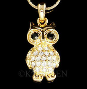 yzWG[EANZT[ tNEXtXL[NX^lC`[Aj}J[S[hlbNXgufo notte neve uccello in swarovski cristallo natura animale color oro collana