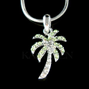 yzWG[EANZT[ O[p[c[XtXL[NX^r[`EFfBOy_glbNXverde palma albero in swarovski cristallo spiaggia matrimonio ciondolo collana