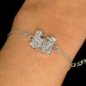 【送料無料】ジュエリー・アクセサリー ペンギンスワロフスキークリスタルハートラブファミリーブレスレットpinguino in swarovski cristallo amante antarctica cuore amore famiglia bracciale