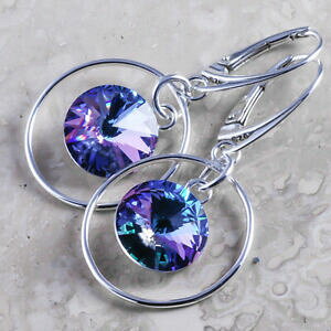 yzWG[EANZT[ Vo[X^[Ot[vCOCgNX^YoCXtXL[R925 argento sterling orecchini cerchio vitrail light cristalli di swarovski R ae32