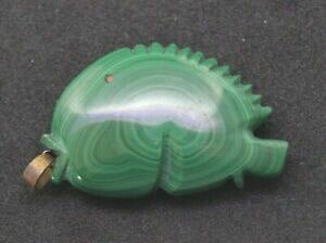 yzWG[EANZT[ }JCgy_gvintage intagliati malachite ciondolo a forma di pesce