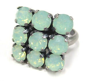 �y���������z�W���G���[�E�A�N�Z�T���[ R�X�N�G�A�����O�X���[�X�N���X�^���N���\���C�g�I�p�[���^�[�R�C�Y�O���[��soho R anello quadrato con levigati cristalli ss29 chrysolite opal verde turchese