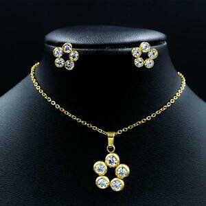 yzWG[EANZT[ Zbg`F[y_gt[zCgWRjECOS[hS[hset catena pendente fiori orecchini zirconi bianchi 750er oro dorato 18k s2543s