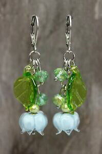 yzWG[EANZT[ XeXy_gCOKXtBI[v[Nglass jewels in acciaio inox orecchini pendenti fertile fiore lampwork perla l052