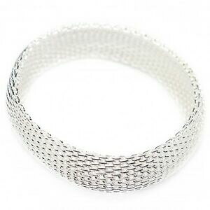 �y���������z�W���G���[�E�A�N�Z�T���[ �e�N�X�`���u���X���b�gbraccialetto grande in argento per donna con una trama in a maglie