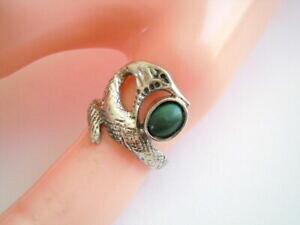 yzWG[EANZT[ I[hRuRuXl[NVo[O}JCgO[vecchio anello argento serpente cobra kobra con verde malachite 3,8 ggr52