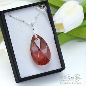 yzWG[EANZT[ Vo[X^[Op[A[hlbNXXtXL[NX^Rbh}O}925 argento sterling collana peramandorla 38mm cristalli di swarovski R red m
