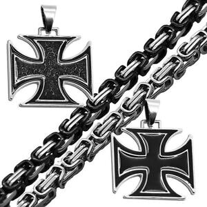 �y���������z�W���G���[�E�A�N�Z�T���[ �A�C�A���N���X�y���_���g�y���_���g�Z�b�g�`�F�[���X�`�[���l�b�N���X�J���[�u���b�N�V���o�[set ciondolo pendente croce di ferro collana catena acciaio colore ne