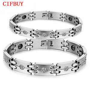 �y���������z�W���G���[�E�A�N�Z�T���[ �}�O�l�b�g�X�g�[�������N�`�F�[���u���X���b�g�J�b�v���W���G���[�X�e�����X�X�`�[��magnet stone link chain bracelet couple jewelry stainless steel lover gift