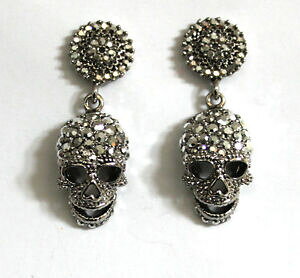 �y���������z�W���G���[�E�A�N�Z�T���[ �o�g���[�E�B���\���V���o�[�N���X�^�����E���h�X�J���j���[�h���b�v�C�������Obutler e wilson argento cristallo teschio rotondo orecchini a goccia nuovo