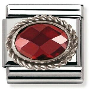 �y���������z�W���G���[�E�A�N�Z�T���[ �N���V�b�N�V���o�[�V���C���m�~�l�[�g�I�[�o���Z�b�e�B���O���b�h�y���_���g��nomination classico argento shine ornata impostazione ovale ciondolo rosso 330604005