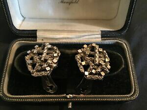 yzWG[EANZT[ Be[W~bhZ`[_jYVo[g[CONbvIfab vintage meta del secolo modernist brutalismo tono argento orecchiniclipon 4505