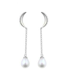 yzWG[EANZT[ COXTCX[\bhVo[p[zCgorecchini falce luna argento massiccio 925 cz perle coltivazione bianco cy1