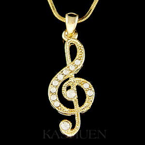yzWG[EANZT[ J[S[hgvL[XtXL[~[WJNX^m[glbNXcolor oro triplice g chiave in swarovski cristallo musicale nota collana
