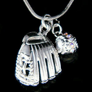 yzWG[EANZT[ \tg{[O[uXtXL[NX^`[X|[cy_glbNXbaseball softball guanto in swarovski cristallo squadra sport 2 collana ciondolo
