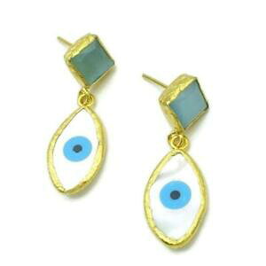 yzWG[EANZT[ ACXJ^C}U[p[Z~vVXWFXg[COv[gaylas cateye, madre perla semi preziosi gemstone orecchini 21ct placcato oroe