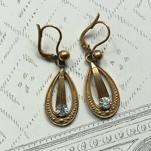 yzWG[EANZT[ AVGku[Nh[hEXvPIGXgXanciennes boucles doreille dormeuses plaque or et strass 1900