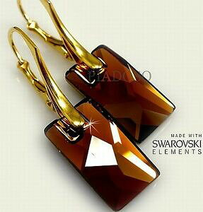 yzWG[EANZT[ XtXL[NX^X[Ngp[YCOS[hbLX^[OVo[swarovski crystals *smoked topaz* earrings gold plated sterling silver