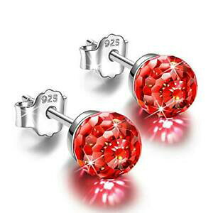 yzWG[EANZT[ Vo[X^[ONX^regali per donne ragazze madre 925 argento sterling a perno cristallo rosso