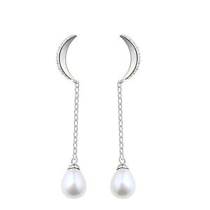 yzWG[EANZT[ COXTCX[\bhVo[p[zCgorecchini falce luna argento massiccio 925 cz perle coltivazione bianco cy1