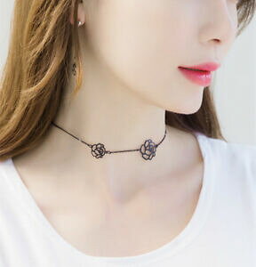 yzWG[EANZT[ }bVuX^[OtBI[[UsbcHbWFubN`F[lbNXcollana catena nero argento massive sterling 925 fiore rosa pizzo leggero cy9