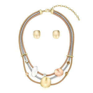 yzWG[EANZT[ ^bNQbN[vlbNXCOZbglagenlook astratto metallico impreziosito corda collana amp; orecchino set