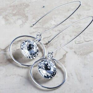 yzWG[EANZT[ Vo[X^[OCgNX^t[vCOH_XtXL[R925 argento sterling orecchini cerchio cristalli chiari rivoli da swarovski R ae35