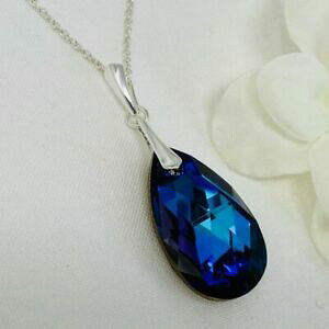 yzWG[EANZT[ XtXL[NX^RwIg[vy_glbNXVo[925 argento realizzato con cristalli swarovski R 28mm grande collana ciondolo heliotrope