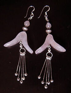 yzWG[EANZT[ X^[OVo[[YNH[cCOt[VFCvVo[Oargento sterlingquarzo rosa orecchini a forma di fiore, amp; argento, 8 cm lungo