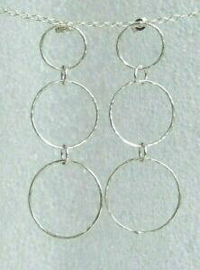 yzWG[EANZT[ X^[OVo[gvT[N[uCOn}[argento sterling 925 fatto a mano triplo cerchio orecchini a lobo con effetto martellato