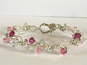 yzWG[EANZT[ sNNAXtXL[~fBAVo[uXbgadorabile 7 medie argento bracciale con rosaclear ab swarovski elements