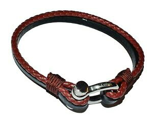 yzWG[EANZT[ gCoXeB[ubNuEU[_uXghuXbgtribale acciaio 21cm nero amp; marrone in pelle con doppio strand bracciale