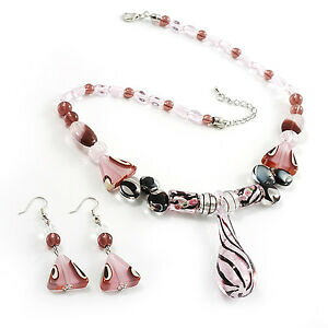 �y���������z�W���G���[�E�A�N�Z�T���[ ���}���`�b�N�s���N�h���b�v�y���_���g�C�������O�K���X�t�@�b�V�����Z�b�gromantico rosa a goccia ciondolo amp; orecchini set di moda in vetro