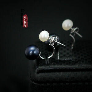 yzWG[EANZT[ COO[COubNzCgVo[}bVuorecchini due perle da coltivazione nero bianco argento massive 925 tz3