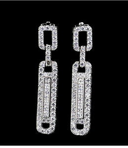 �y���������z�W���G���[�E�A�N�Z�T���[ �C�������O�N���b�v�S�[���h���b�Lorecchini clip on due rettangolo sottile brillante matrimonio placcato oro cz g5