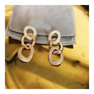 yzWG[EANZT[ S[hbLS[hjAEFfBOW[Worecchini a perno placcato oro 18k lineare 3 maglie cz matrimonio g12b