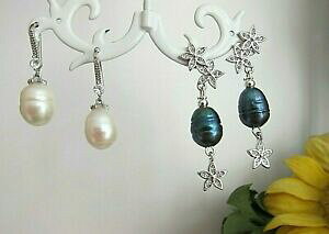 【送料無料】ジュエリー・アクセサリー バロックイヤリングシルバーgrande enorme naturale nero o bianco perla barocca orecchini a perno argento 1114 mm