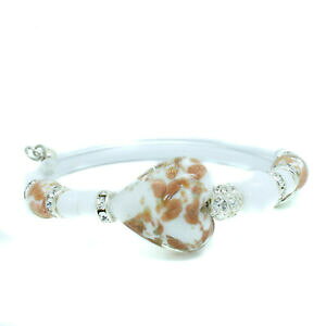 【送料無料】ジュエリー・アクセサリー ムラーノガラスホワイトブレスレットブロンズハンドメイドハートベニスvetro di murano braccialetto bianco bronzo cuore fatto a mano venezia regalo