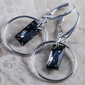 yzWG[EANZT[ Vo[X^[OCOVo[T[NNX^AbgXtXL[R925 argento sterling orecchini cerchio argento cristalli di notte da swarovski R ae