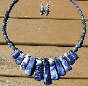 yzWG[EANZT[ \[_CgeNX`WF}e[bhlbNXCOZbggenuine blu sodalite trama grossa gemma rastremate collana e orecchini regalo set