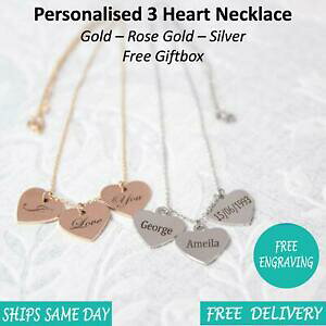 �y���������z�W���G���[�E�A�N�Z�T���[ �f�[�g�J�X�^���n�[�g���[�Y�S�[���h�V���o�[�{�b�N�X�l�b�N���Xnome personalizzato inciso da donna data 3 collana con cuore rosa oro argento giftbox
