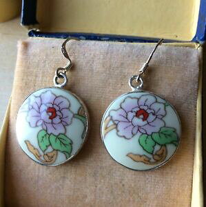 yzWG[EANZT[ V[hZ~bNt[[Y|XgX^[OVo[CObellissima rosa a fiori ceramica shard post orecchini in argento sterling